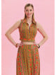 Orange Crop Blouse with Shirt Collar Button Detail 4629